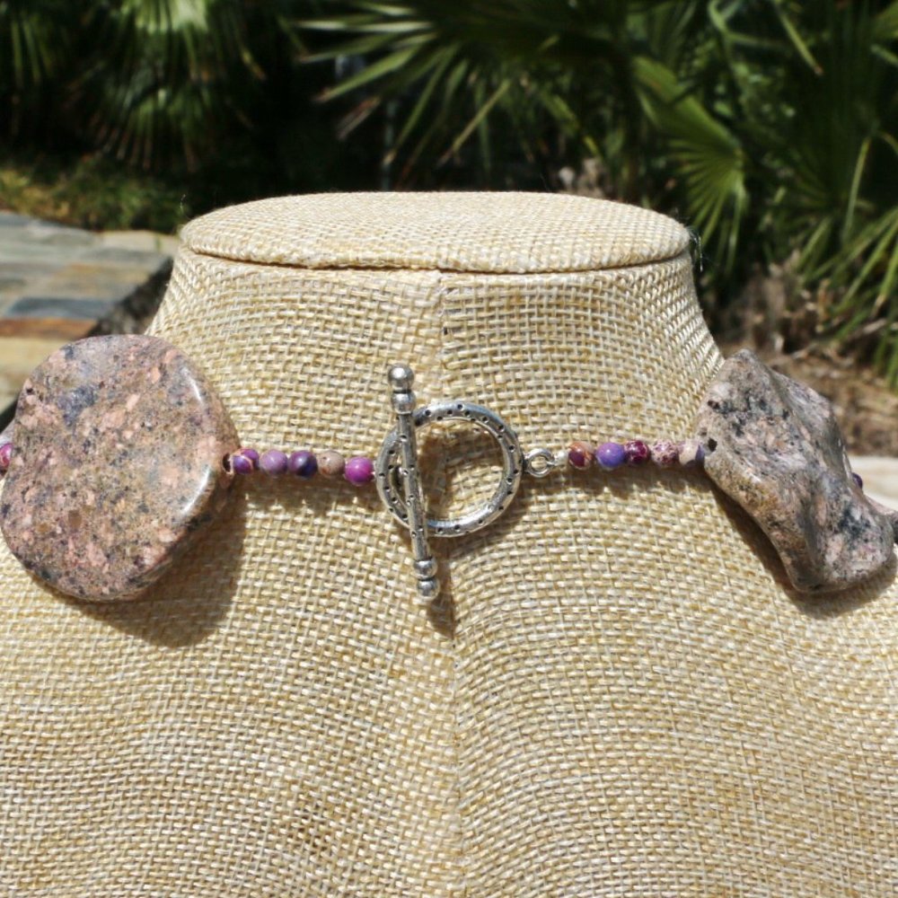 Boho Necklace Polished Agate Chunky Natural Stone - Picture 3 of 6